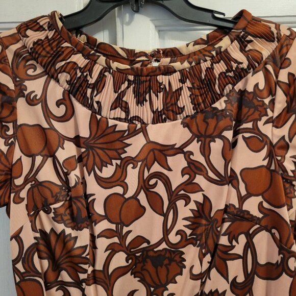 Vintage Sears Belted Sheath Dress with Lovely Brown Pattern - Picture 2 of 14